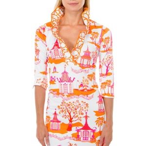 Gretchen Scott Ruffle Neck Dress in Pagoda